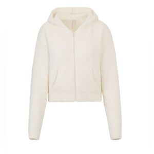 Skims Cozy Teddy Knit Bone Zip-Up‎ Hoodie XXS/XS
